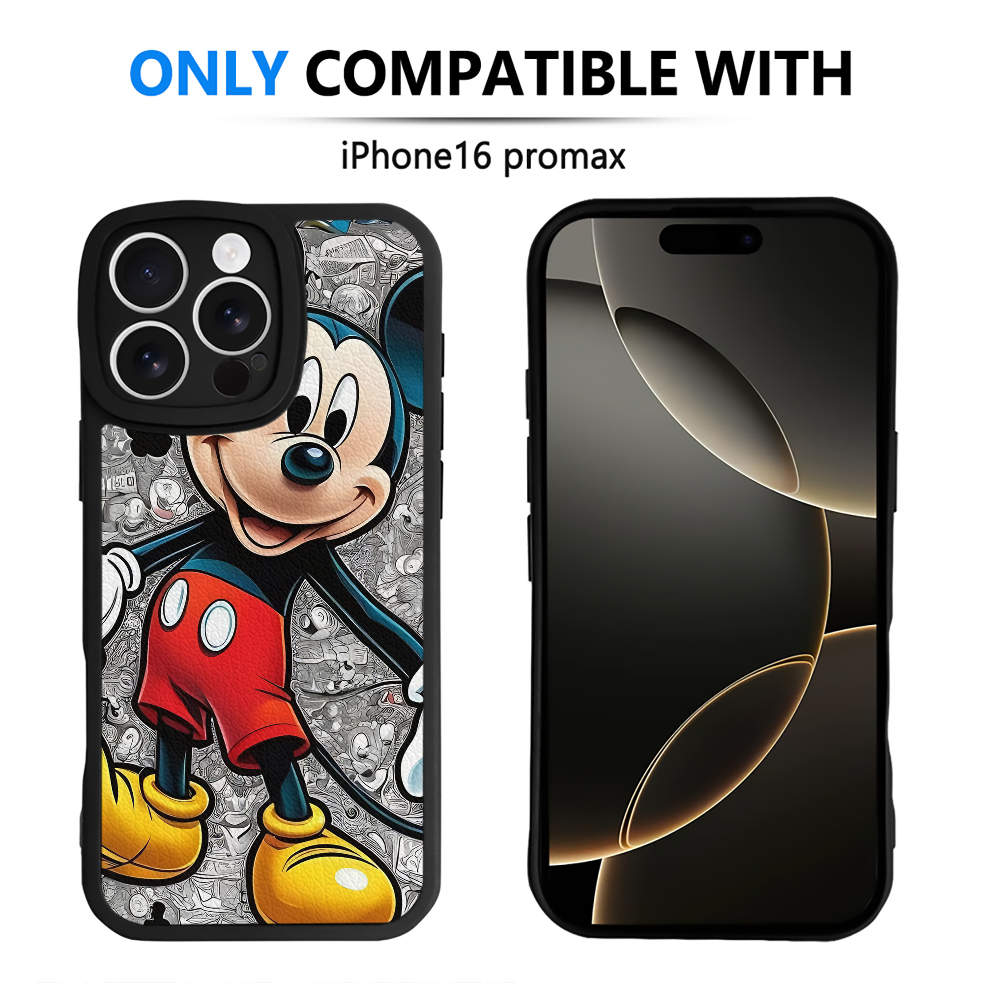（画像用） ミッキーマウス Mickey Mouse 【iPhone 16シリーズ対応】シリコンスマホケース（レザー調） 材質：シリコン